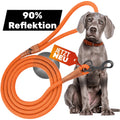 Reflektionsleine© mit Handschlaufe und veganem Leder